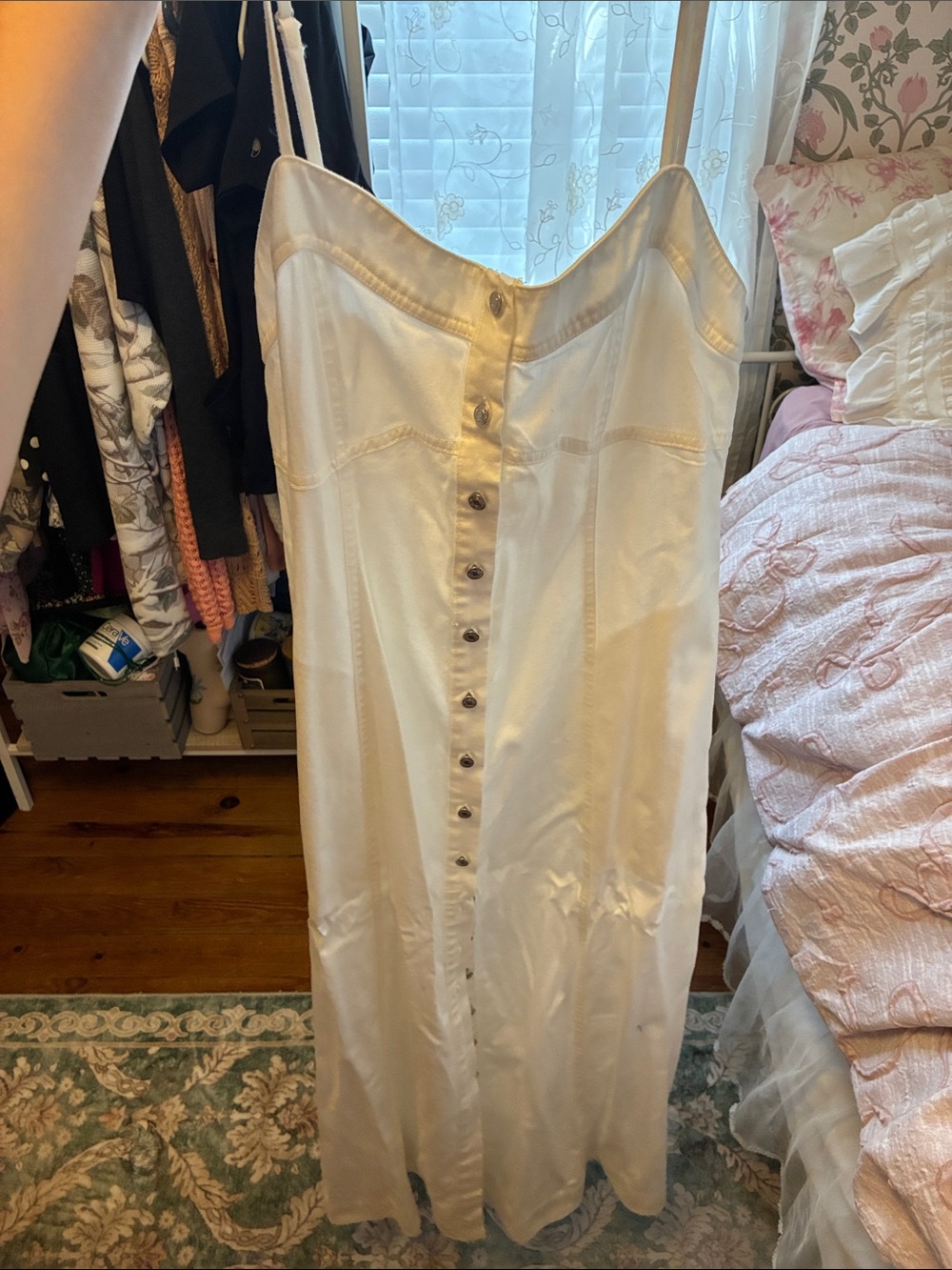 Free People Cream Smocked Midi Dress - Picture 1 of 6
